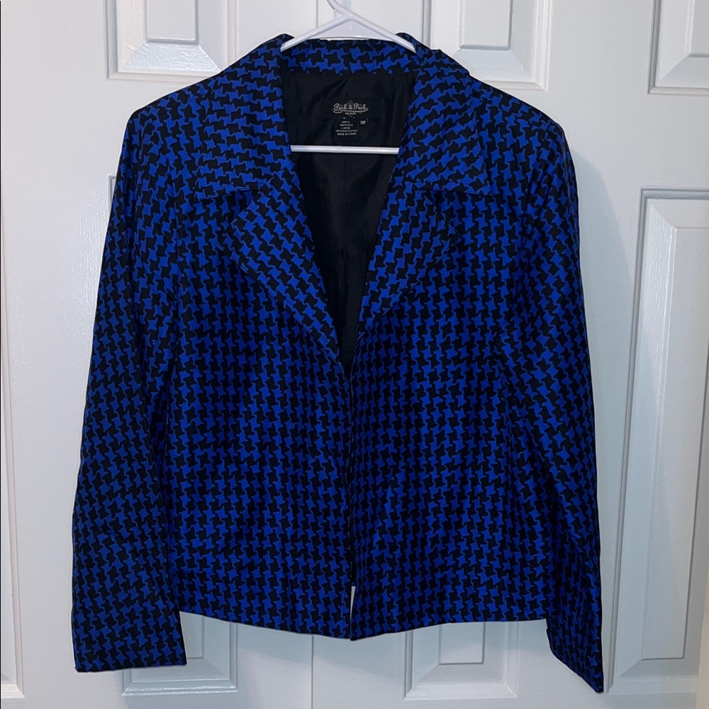 Peck & Peck Lightweight Blazer Jacket Blue‎ 100% Silk Petite Size 14P